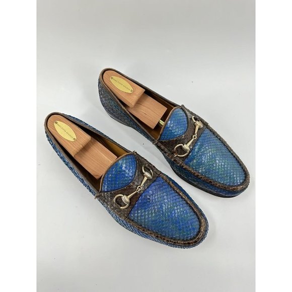 Gucci horsebit Green & Blue Phyton Leather Size 44.5 - Picture 11 of 12
